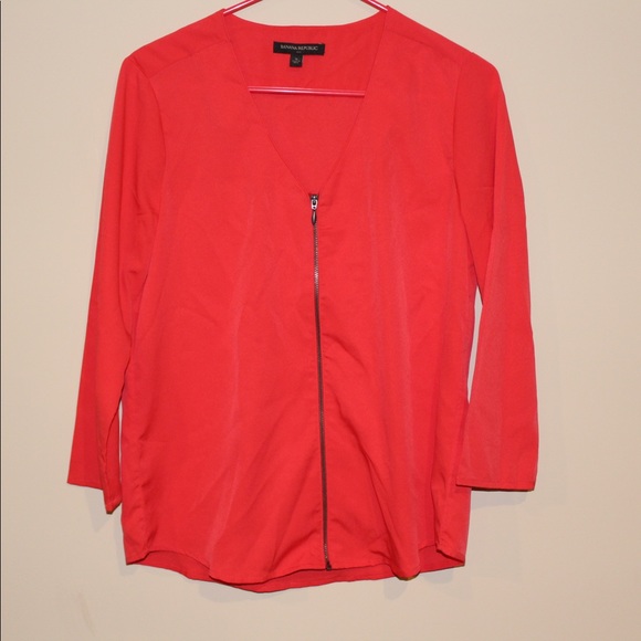 Banana Republic Tops - Banana Republic ⋆ Red Zippered Top ⋆ Small